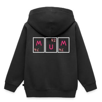 Mum (torsadé au tungstène, uranium, torsadé au tungstène) - Sweat Premium à capuche enfant bio - noir - Dos - AI Model Kid Male (0cm)