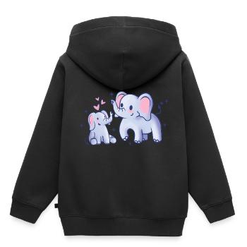 Süsse Elefanten mit Rosa Herzen und Sternen - Kinder Premium Organic Hoodie - Schwarz - Hinten - AI Model Kid Male (0cm)