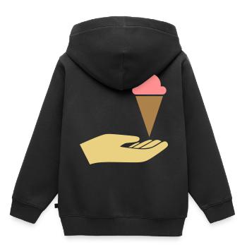 Hand reicht Eis - Kinder Premium Organic Hoodie - Schwarz - Hinten - AI Model Kid Male (0cm)