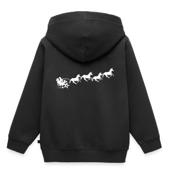Cadeaux Joyeux Noël en traîneau Père Noël - Sweat Premium à capuche enfant bio - noir - Dos - AI Model Kid Male (0cm)