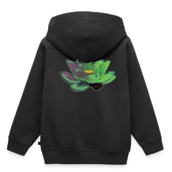 Lotusblüte grün - Kinder Premium Organic Hoodie - Schwarz - Hinten - AI Model Kid Male (0cm)