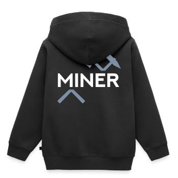 Mineur (maillet et coupe de fer) - Sweat Premium à capuche enfant bio - noir - Dos - AI Model Kid Male (0cm)
