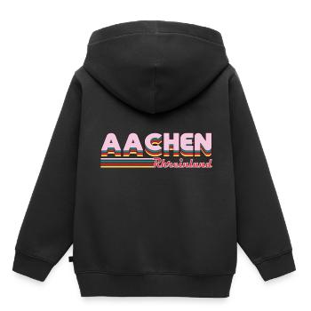 Aix-la-Chapelle Rheinland Design pour les natifs d’Aix-la-Chapelle - Sweat Premium à capuche enfant bio - noir - Dos - AI Model Kid Male (0cm)