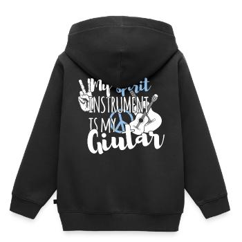 Gitarrist - Kinder Premium Organic Hoodie - Schwarz - Hinten - AI Model Kid Male (0cm)