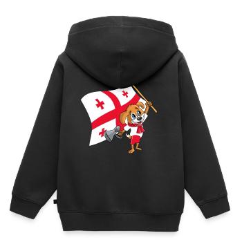 Georgia fan chien - Sweat Premium à capuche enfant bio - noir - Dos - AI Model Kid Male (0cm)
