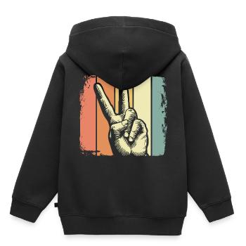 Frieden - Kinder Premium Organic Hoodie - Schwarz - Hinten - AI Model Kid Male (0cm)