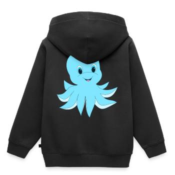 calmars bébé - Sweat Premium à capuche enfant bio - noir - Dos - AI Model Kid Male (0cm)