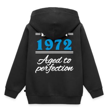 Born in 1972 Aged to perfection - Kinder Premium Organic Hoodie - Schwarz - Hinten - AI Model Kid Male (0cm)