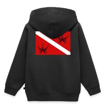 Taucherflagge mit Feuerfisch - Kinder Premium Organic Hoodie - Schwarz - Hinten - AI Model Kid Male (0cm)