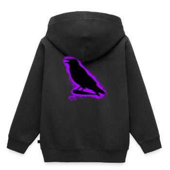 Krähe Rabe Lila und Schwarz Umriss - Kinder Premium Organic Hoodie - Schwarz - Hinten - AI Model Kid Male (0cm)