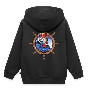 Volant de capitaine marin marin phare - Sweat Premium à capuche enfant bio - noir - Dos - AI Model Kid Male (0cm)