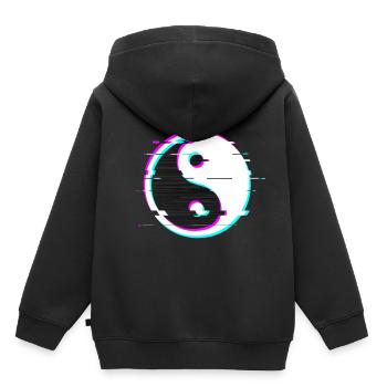 Yin yang glitch - Kids Premium Organic Hoodie - black - Back - AI Model Kid Male (0cm)