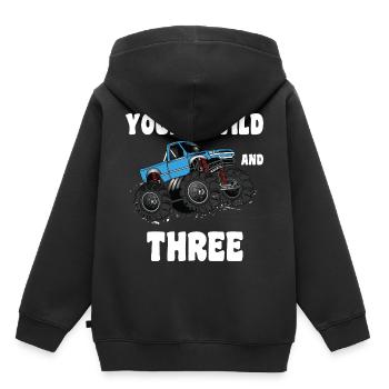 Young Wild And Three - 3.Geburtstag Kinder Truck - Kinder Premium Organic Hoodie - Schwarz - Hinten - AI Model Kid Male (0cm)