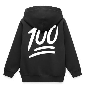 Emoji 100 Croquis blanc - Sweat Premium à capuche enfant bio - noir - Dos - AI Model Kid Male (0cm)