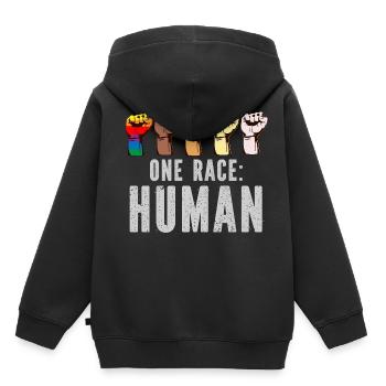 Eine Rasse Anti Rassismus Geschenkidee - Kinder Premium Organic Hoodie - Schwarz - Hinten - AI Model Kid Male (0cm)