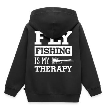 Forellenfisherman Lustiges Zitat Angler - Kinder Premium Organic Hoodie - Schwarz - Hinten - AI Model Kid Male (0cm)