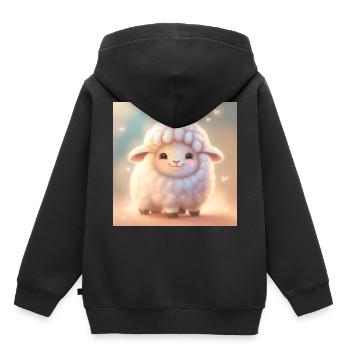 moutons moutons - Sweat Premium à capuche enfant bio - noir - Dos - AI Model Kid Male (0cm)