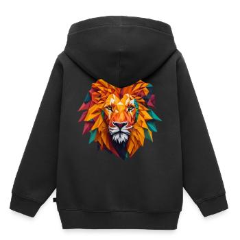 Tête de lion - Sweat Premium à capuche enfant bio - noir - Dos - AI Model Kid Male (0cm)