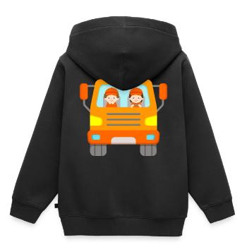 Camion Garbage Collector Garbage Man Camion Garbage Car Orange - Sweat Premium à capuche enfant bio - noir - Dos - AI Model Kid Male (0cm)