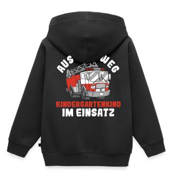 Aus Dem Weg Kindergartenkind im Einsatz Feuerwehrf - Kinder Premium Organic Hoodie - Schwarz - Hinten - AI Model Kid Male (0cm)