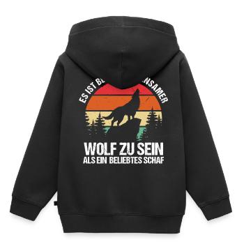 Besser Ein Einsamer Wolf Als Ein Beliebtes Schaf - Kinder Premium Organic Hoodie - Schwarz - Hinten - AI Model Kid Male (0cm)