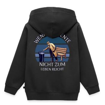 Retraité - Sweat Premium à capuche enfant bio - noir - Dos - AI Model Kid Male (0cm)