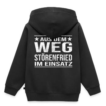 Aus dem Weg Störenfried im Einsatz Design - Kinder Premium Organic Hoodie - Schwarz - Hinten - AI Model Kid Male (0cm)