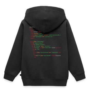 Code HTML5 - Sweat Premium à capuche enfant bio - noir - Dos - AI Model Kid Male (0cm)