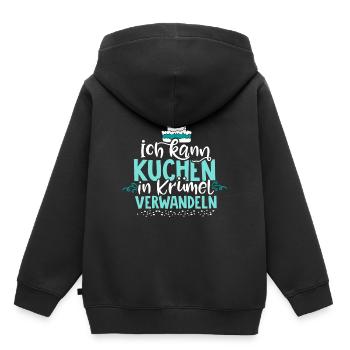 Kuchen, Torte, Backen & dann in Krümel verwandeln. - Kinder Premium Organic Hoodie - Schwarz - Hinten - AI Model Kid Male (0cm)