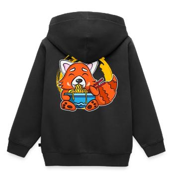 Ramen Life Motiv Waschbär Motiv Shirt Ramen Noodle - Kinder Premium Organic Hoodie - Schwarz - Hinten - AI Model Kid Male (0cm)