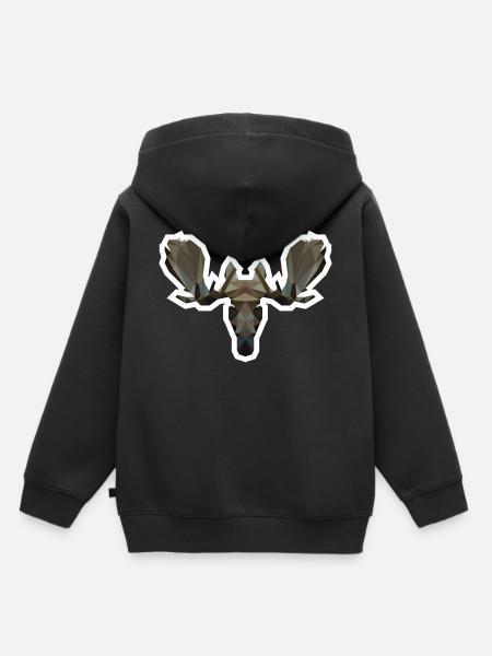 Niedriger Poly Moosehead - Kinder Premium Organic Hoodie - Schwarz