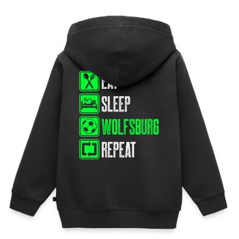 Repeat Wolfsburg - Kinder Premium Organic Hoodie - Schwarz - Hinten - AI Model Kid Male (0cm)