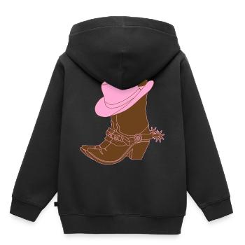 BOTTES COWBOY ROSE - Sweat Premium à capuche enfant bio - noir - Dos - AI Model Kid Male (0cm)