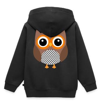 hibou hibou hibou hibou animaux animaux - Sweat Premium à capuche enfant bio - noir - Dos - AI Model Kid Male (0cm)