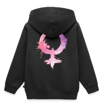 Gender Geschenk Symbol Frau Feminismus Farbklecks - Kinder Premium Organic Hoodie - Schwarz - Hinten - AI Model Kid Male (0cm)