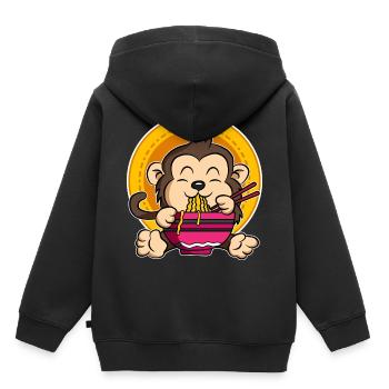 Ramen Life Motiv Affen Motiv Shirt Ramen Noodle - Kinder Premium Organic Hoodie - Schwarz - Hinten - AI Model Kid Male (0cm)
