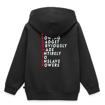 Funny Rowing – Ergometer Quote - Kinder Premium Organic Hoodie - Schwarz - Hinten - AI Model Kid Male (0cm)