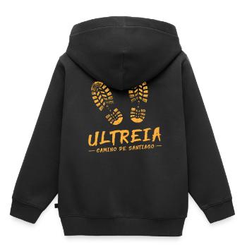 Chemin de Compostelle Santiago Camino Ultreia - Sweat Premium à capuche enfant bio - noir - Dos - AI Model Kid Male (0cm)