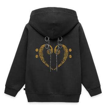 Touches de basse et guitare basse - Sweat Premium à capuche enfant bio - noir - Dos - AI Model Kid Male (0cm)