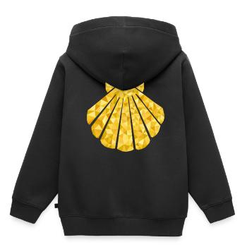 Chemise polygone au motif feston Saint-Jacques - Sweat Premium à capuche enfant bio - noir - Dos - AI Model Kid Male (0cm)