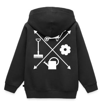 Garten - Kinder Premium Organic Hoodie - Schwarz - Hinten - AI Model Kid Male (0cm)