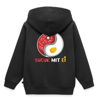 Sucuk mit Ei türkische Knoblauchwurst Spezialität - Kinder Premium Organic Hoodie - Schwarz - Hinten - AI Model Kid Male (0cm)