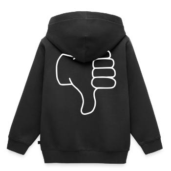 Emoji pouces vers le bas esquisse blanc - Sweat Premium à capuche enfant bio - noir - Dos - AI Model Kid Male (0cm)