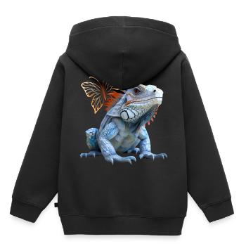 Iguane - Sweat Premium à capuche enfant bio - noir - Dos - AI Model Kid Male (0cm)