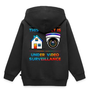 Surveillance des bâtiments - Sweat Premium à capuche enfant bio - noir - Dos - AI Model Kid Male (0cm)