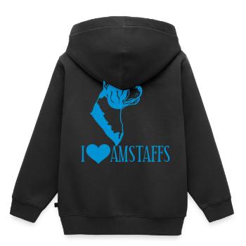 stafford © - www.dog-power.nl - Kinder Premium Organic Hoodie - Schwarz - Hinten - AI Model Kid Male (0cm)