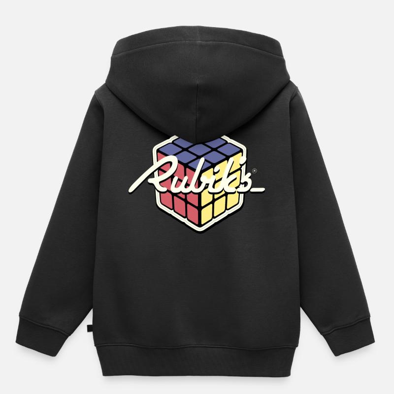 Rubik's Cube Rétro Design - Sweat Premium à capuche enfant bio - noir