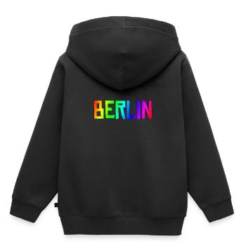 Berlin - Sweat Premium à capuche enfant bio - noir - Dos - AI Model Kid Male (0cm)
