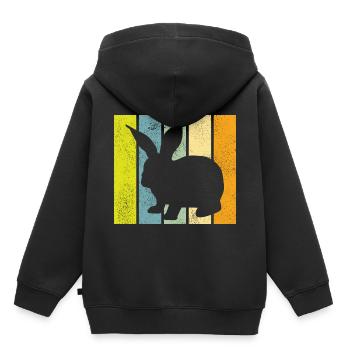 Rabbit Retro Rabbit Easter Gift - Kids Premium Organic Hoodie - black - Back - AI Model Kid Male (0cm)