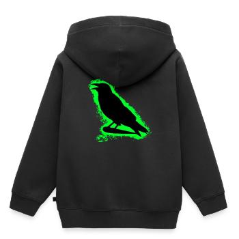Krähe Rabe Grün und Schwarz Umriss - Kinder Premium Organic Hoodie - Schwarz - Hinten - AI Model Kid Male (0cm)